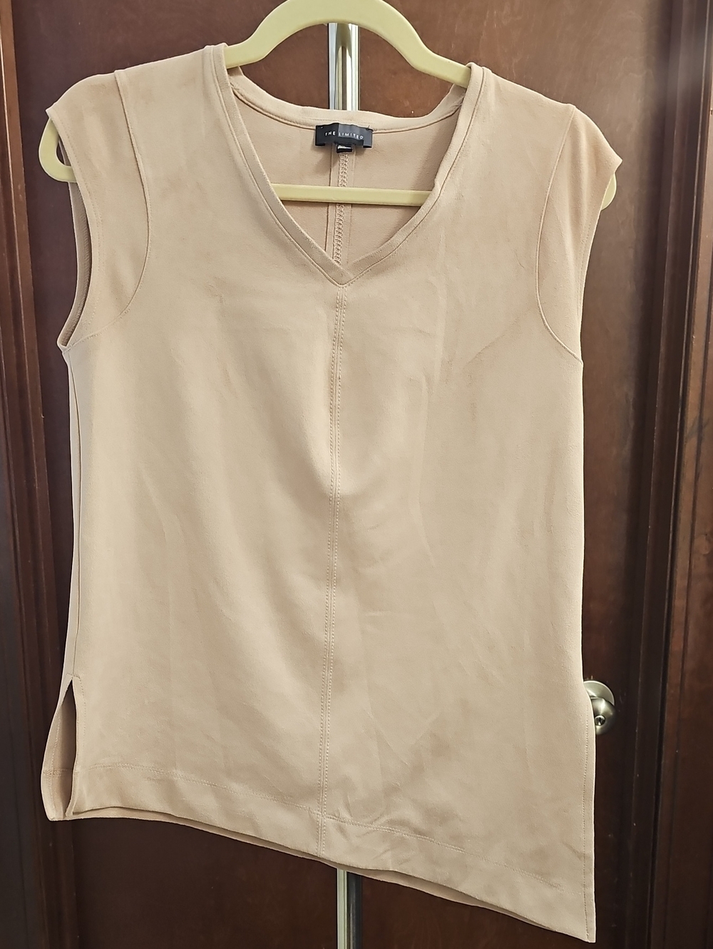 The Limited Faux Suede Sleeveless V-Neck Asymmetrical Top Womens Small